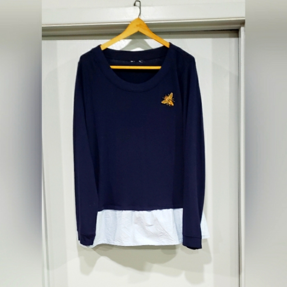 Deep Navy Blue top, size 2X